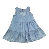 Please Abit Giromanica Tinta Unita In Denim Azzurro per Neonata