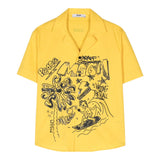 Msgm Camicia Mezza Manica Tinta Unita Con Stampa In Contrasto Giallo Per Bambino