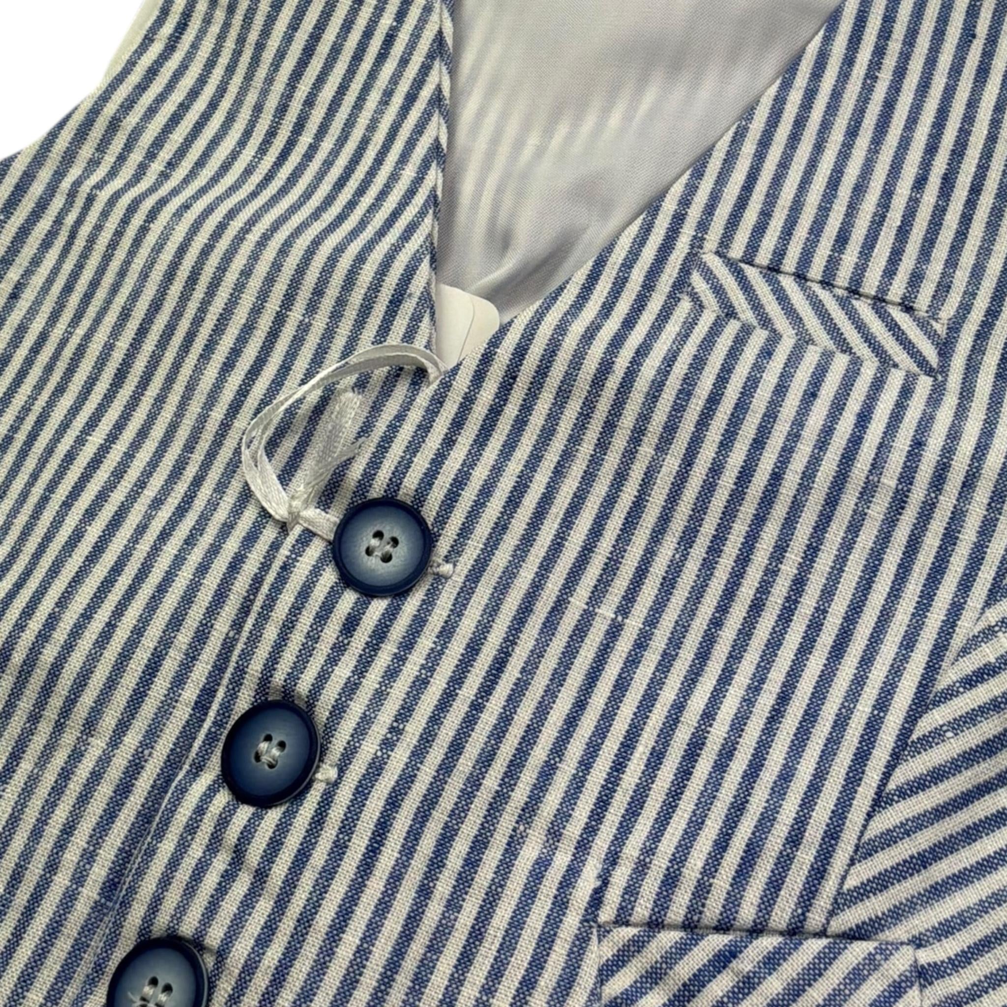 Manuel & Frank Gilet Tinta Unita con Fantasia A Righe per Neonato MF5165I BIANCO/AZZURRO MANUEL & FRANK 