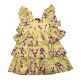 Miss Blumarine Abit Mezza Manica Tinta Unita Fantasia Floreale Giallo Per Bambina