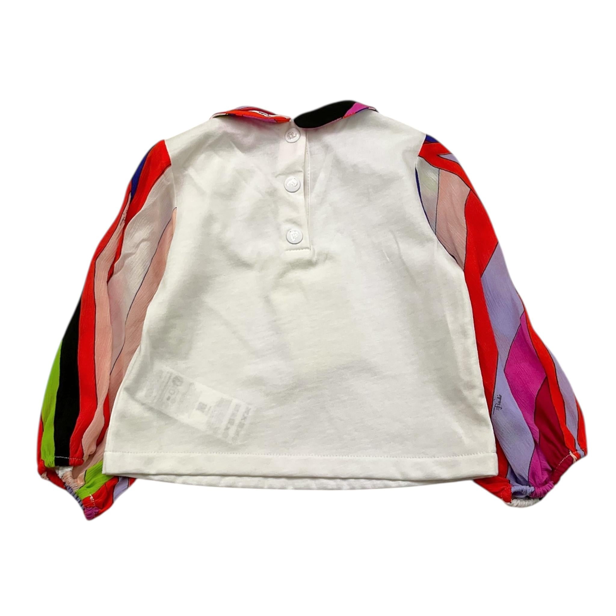 EMILIO PUCCI shirt tinta unita con maniche in contrasto Bianco per Neonata PT8040 BIANCO EMILIO PUCCI 