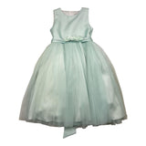 Bella Brilli Abito Cerimonia Giromanica Tinta Unita Con Tulle Verde Acqua Per Bambina