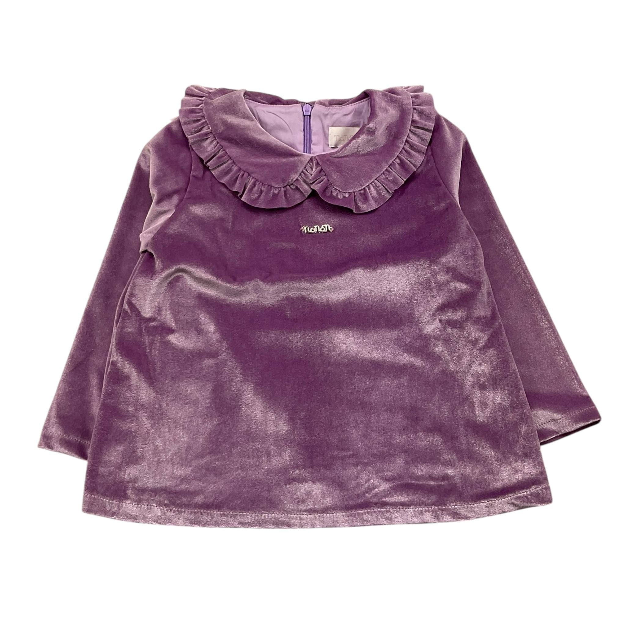 NANAN camicia manica lunga tinta unita in velluto Lilla per Bambina I2345948 LILLA NANAN 