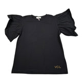 Vicolo T-Shirt Girocollo tinta unita con Logo Nero per Bambina 31460234 NERO VICOLO 