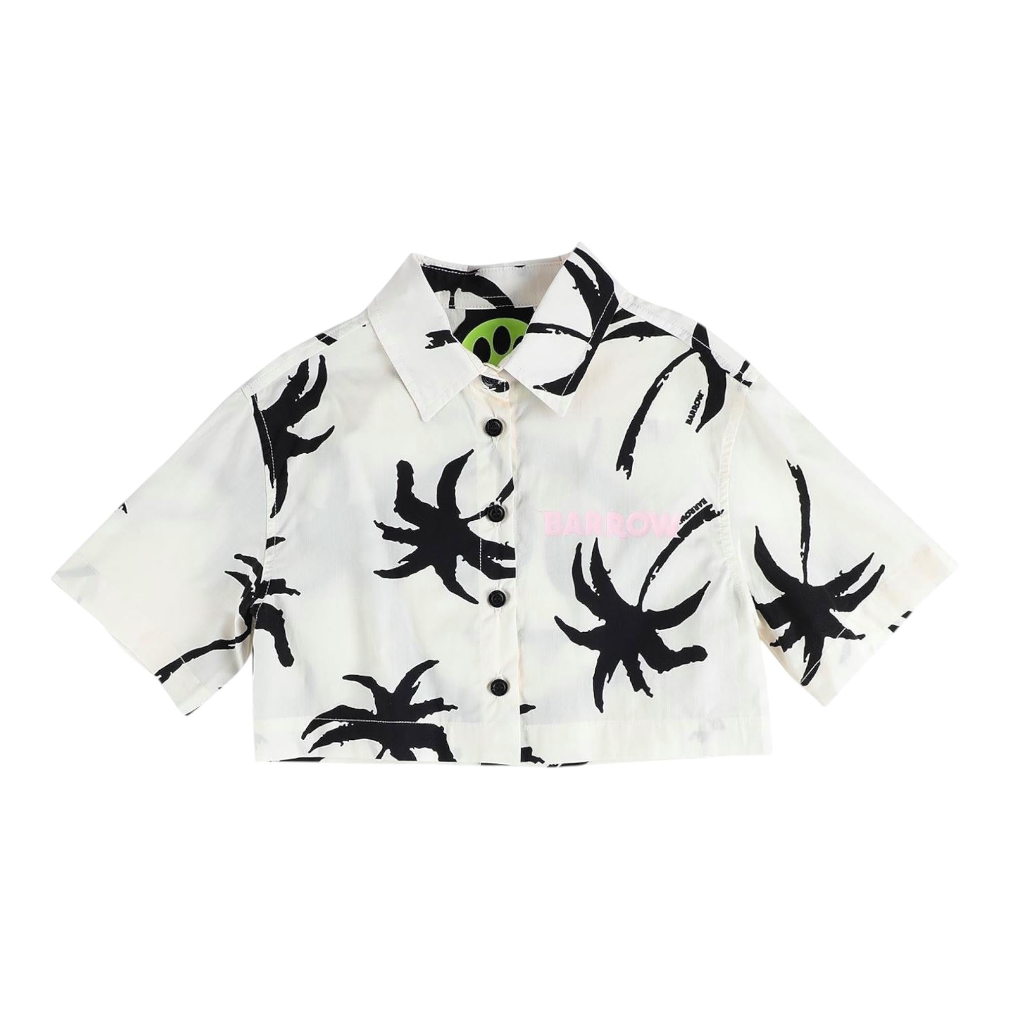BARROW KIDS camicia modello crop tinta unita con stampa palme Panna per Bambina 033086 PANNA BARROW KIDS 