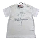 Cesare Paciotti T-Shirt Tinta Unita Girocollo con Stampa Logo Bianco per Neonato