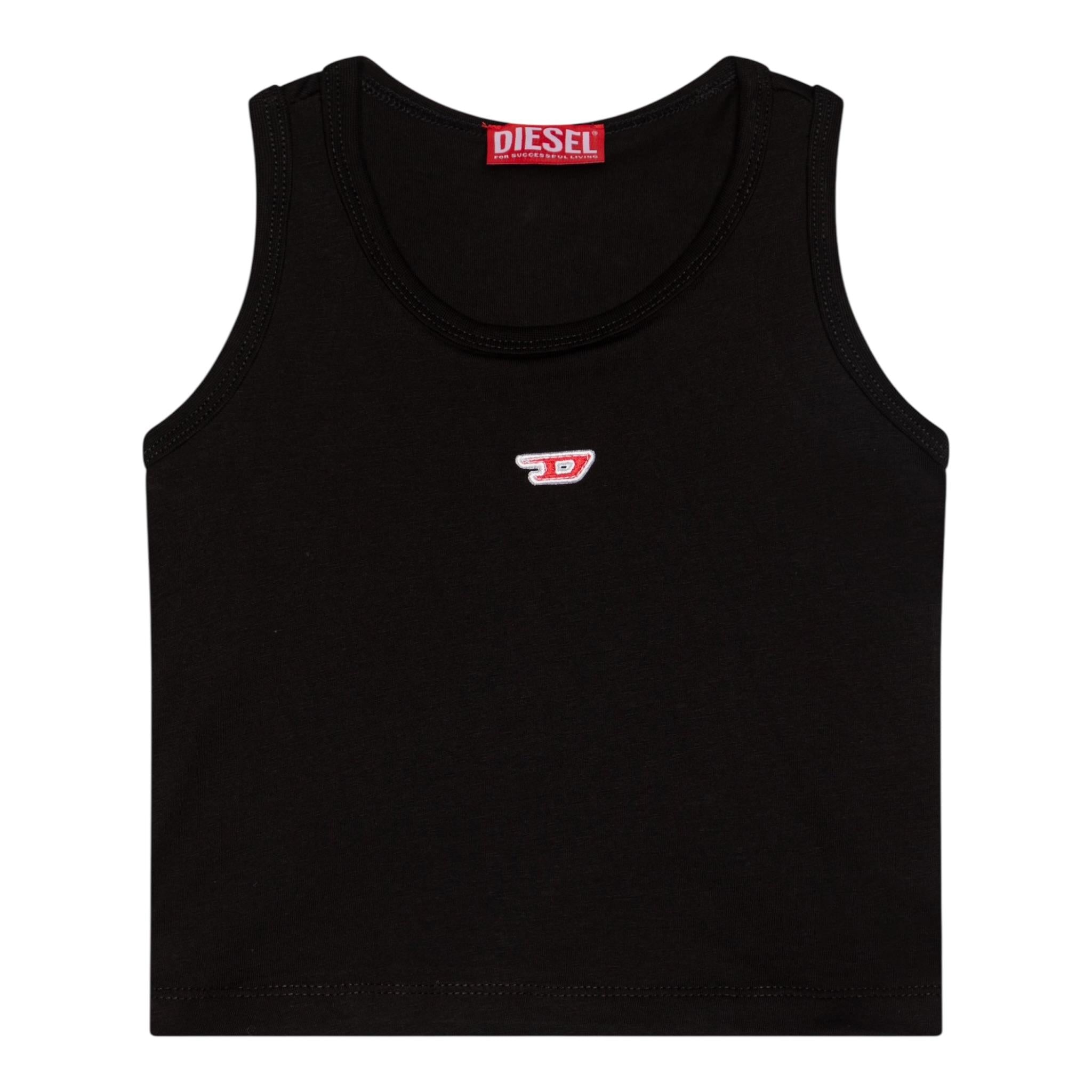 Diesel Canotta tinta unita con Logo Nero per Bambina J02238XX NERO DIESEL 