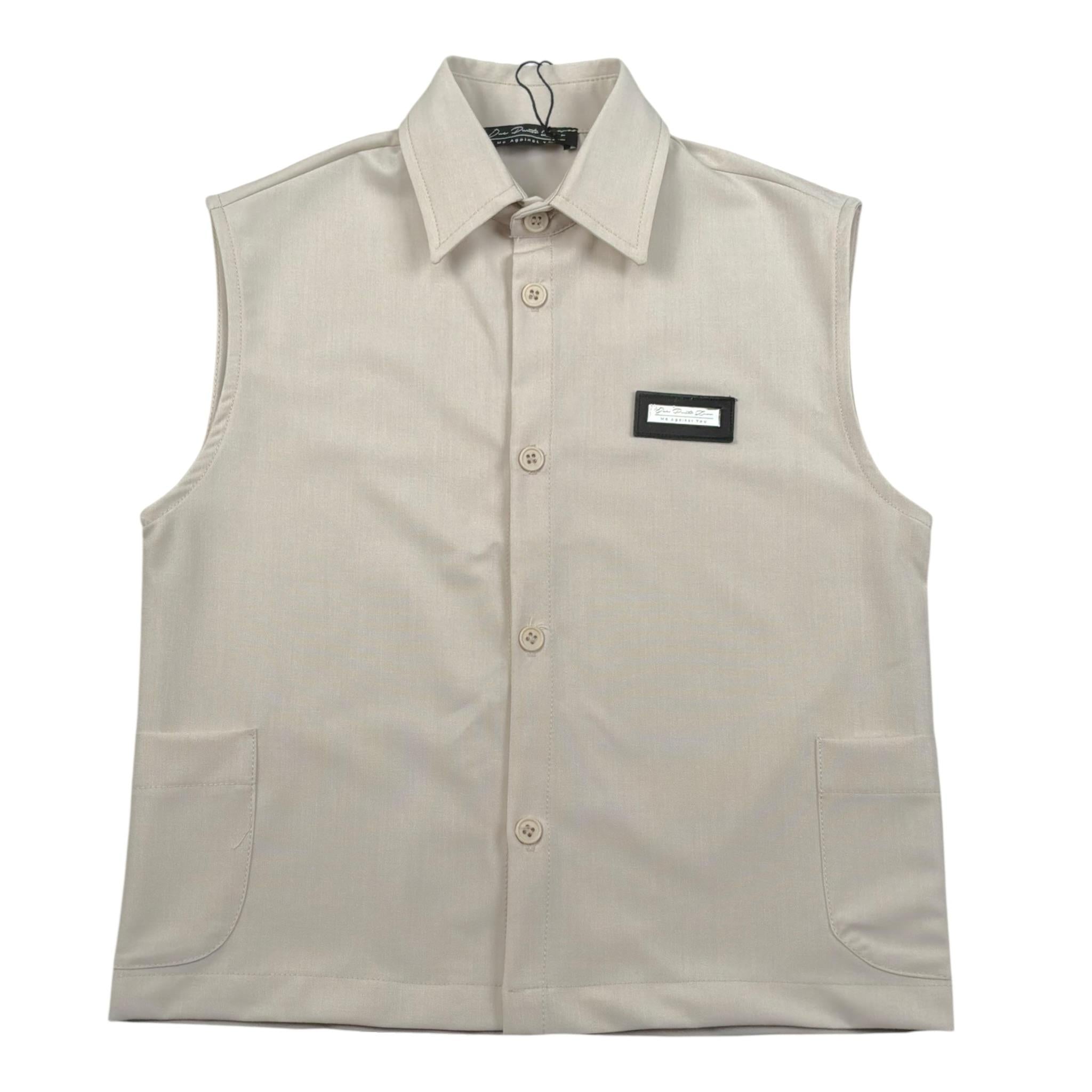 Duepuntozero Camicia Tinta Unita Smanicata per Bambino SMAR2 BEIGE DUEPUNTOZERO 