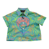 Versace Camicia Tinta Unita Mezza Manica Con Fantasia Verde Per Neonata