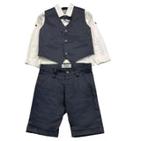 Damper Dan Completo 4Pz Gilet-Camicia-Pantalone-Papillions Blu Per Neonato