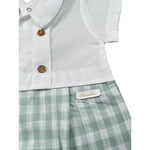 Barcellino Pagliaccetto Bicolore con Fantasia A Quadri per Neonato 120303 BIANCO BARCELLINO 