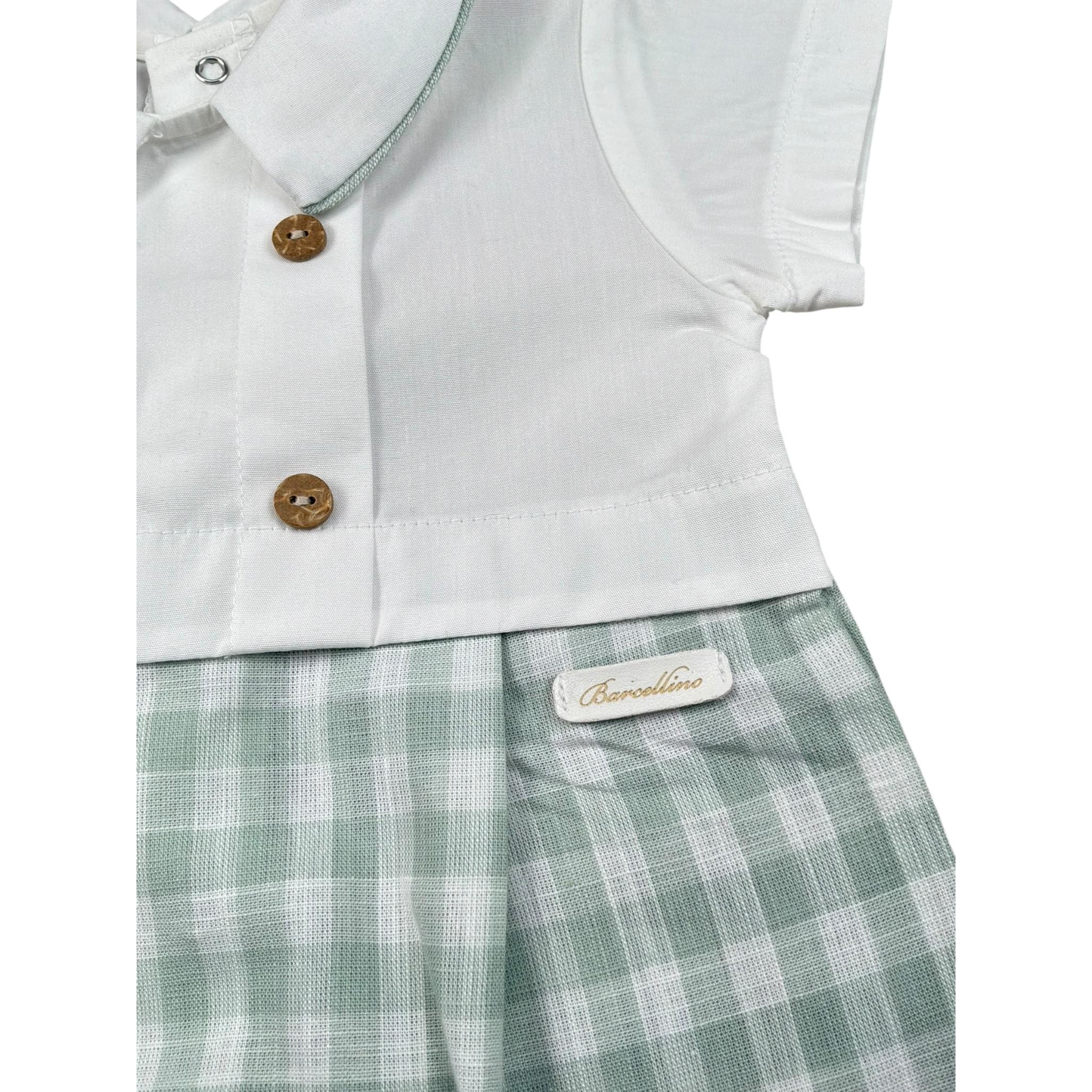 Barcellino Pagliaccetto Bicolore con Fantasia A Quadri per Neonato 120303 BIANCO BARCELLINO 