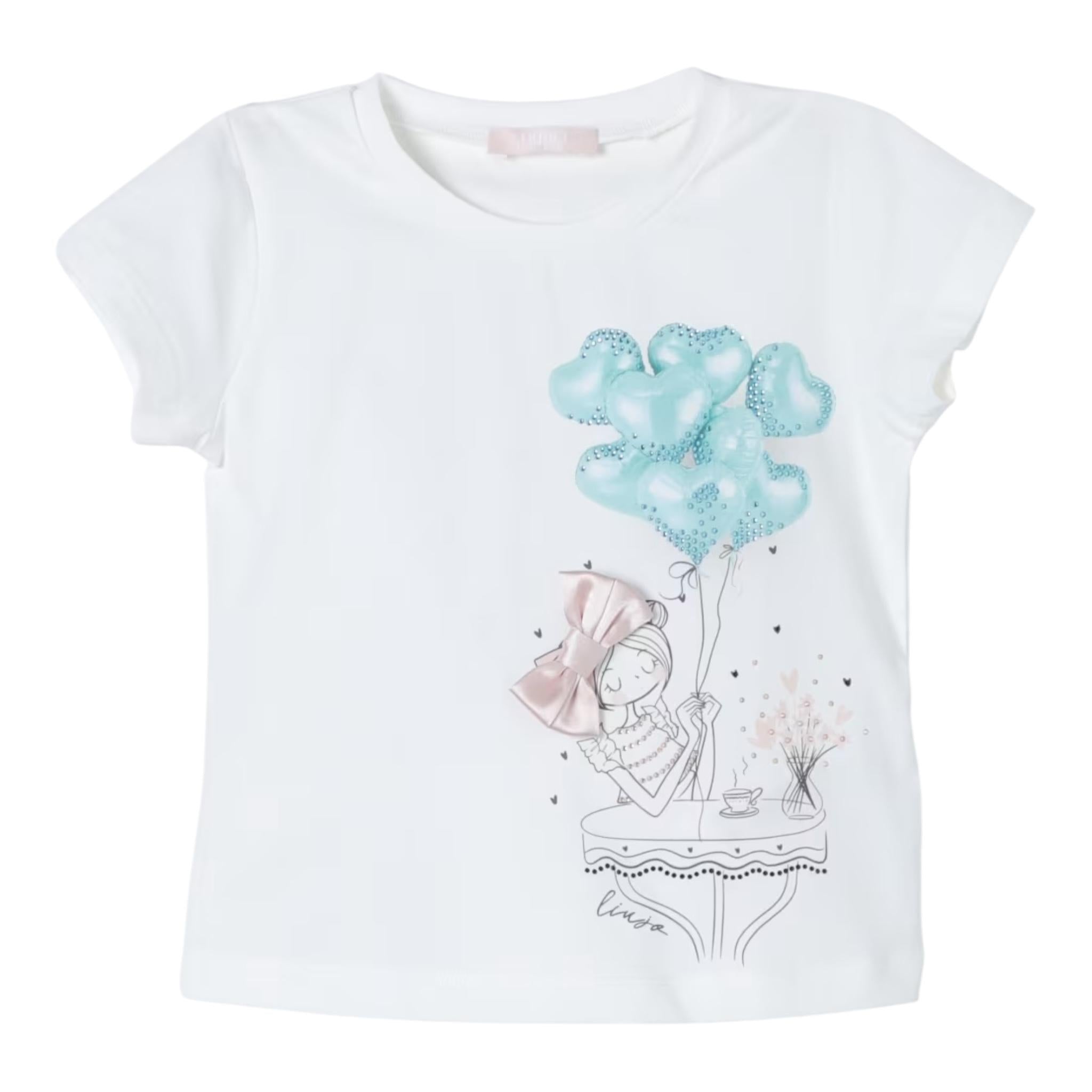 Liu Jo T-Shirt Girocollo Tinta Unita con Stampa per Bambina KA4096J PANNA LIU JO 