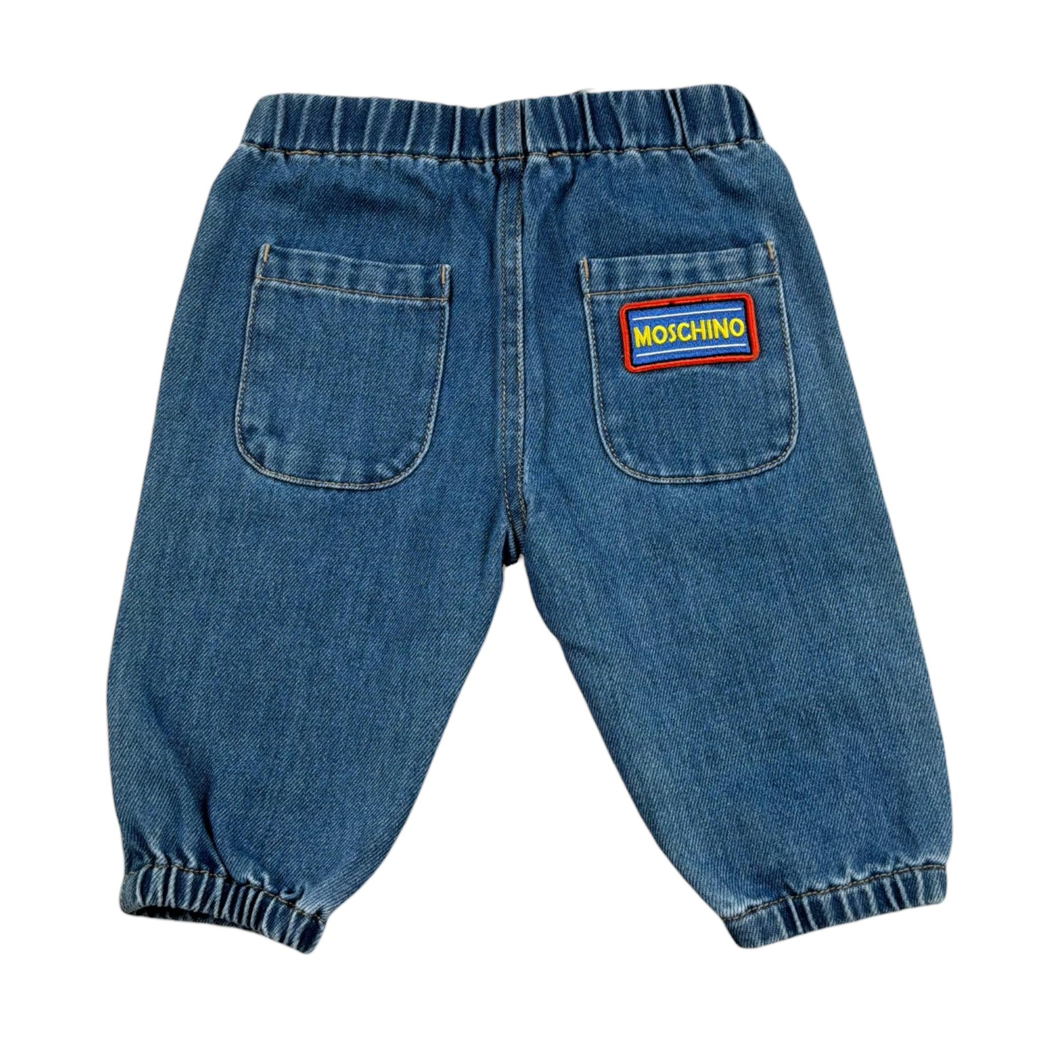 Moschino Jeans Tinta Unita con Elastico In Vita per Neonato MUP05S BLU MOSCHINO 