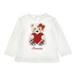 Monnalisa Shirt Tinta Unita con Stampa E Brillantini per Bambina 39D626J BIANCO MONNALISA 