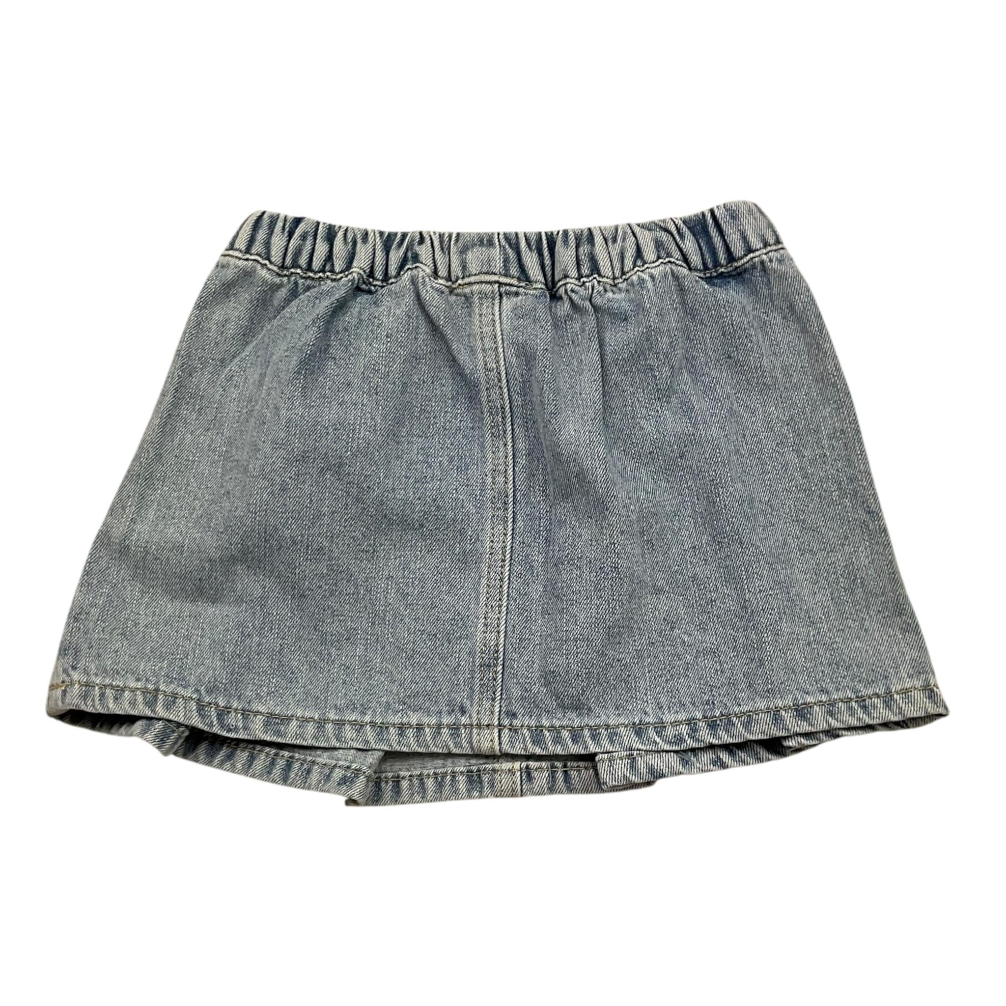 Manila Grace Gonna In Denim Tinta Unita con Elastico In Vita per Bambina 373GMBS25 AZZURRO MANILA GRACE 