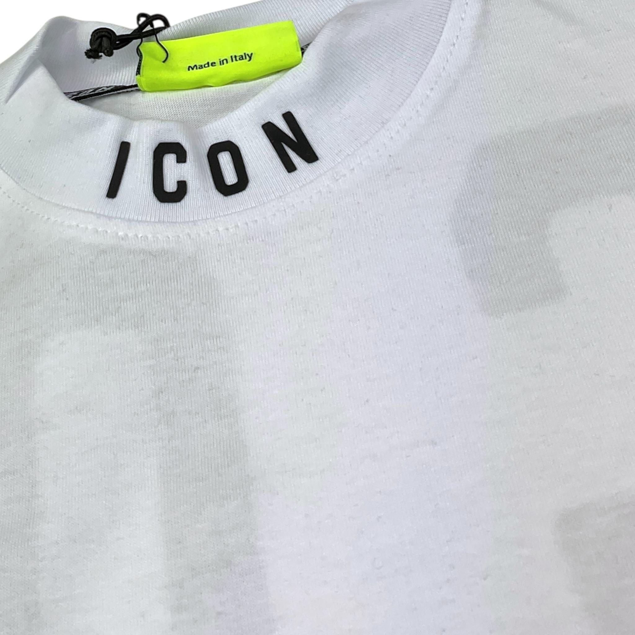 Icon T-Shirt Tinta Unita Mezzo Collo con Stampa per Bambino IBKS058402 BIANCO ICON 