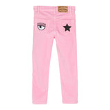 Chiara Ferragni Pantalone Tinta Unita Con Girovita Regolabile In Camoscio Rosa Per Bambina