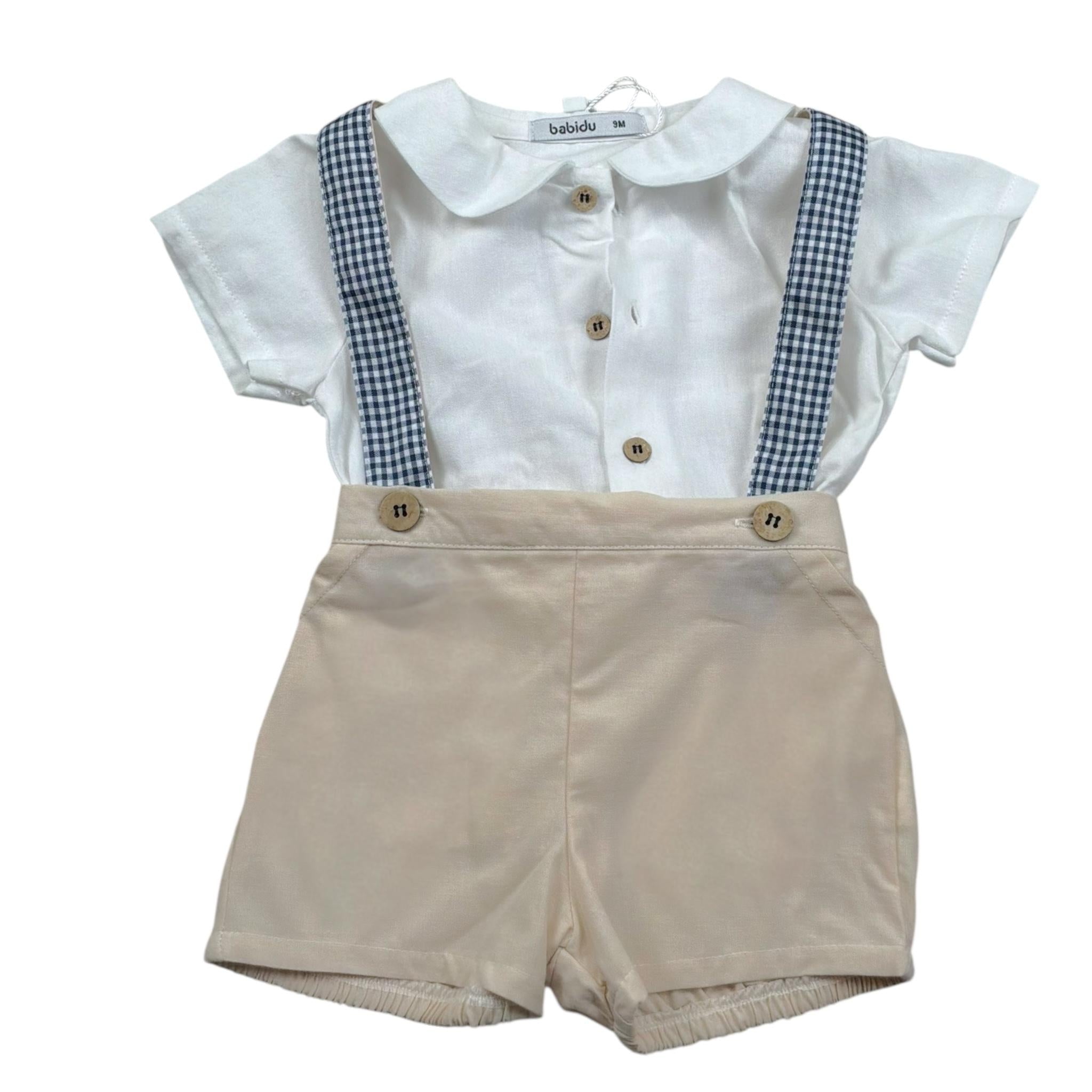 Babidu Completo 2 Pezzi Camicia-Salopettes per Neonato 40402 BIANCO/BEIGE BABIDU 