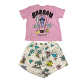 Barrow Kids Completo T-Shirt-Short Tinta Unita Con Stampe In Contrasto Bianco Per Neonata