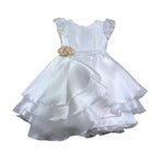 Monnalisa Abito Cerimonia Rinta Unita con Fiore per Bambina 71C918 BIANCO MONNALISA 