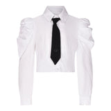 FUN & FUN camicia manica lunga tinta unita con cravatta Bianco per Bambina FJSH00449X BIANCO FUN & FUN 