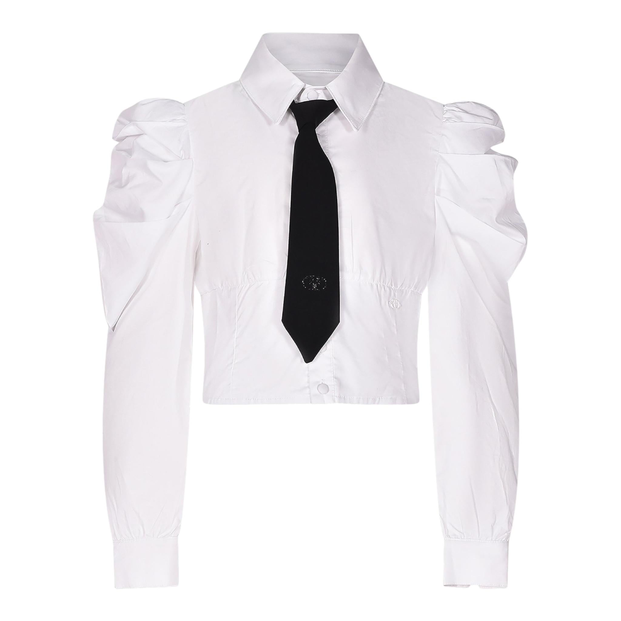 FUN & FUN camicia manica lunga tinta unita con cravatta Bianco per Bambina FJSH00449X BIANCO FUN & FUN 