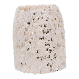 Dou Dou Gonna Tinta Unita con Paillettes E Piume per Bambina DW7A11 BEIGE DOU DOU 