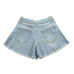 Magil Short In Denim tinta unita con Girovita Regolabile Azzurro per Bambina FN25082 AZZURRO MAGIL 