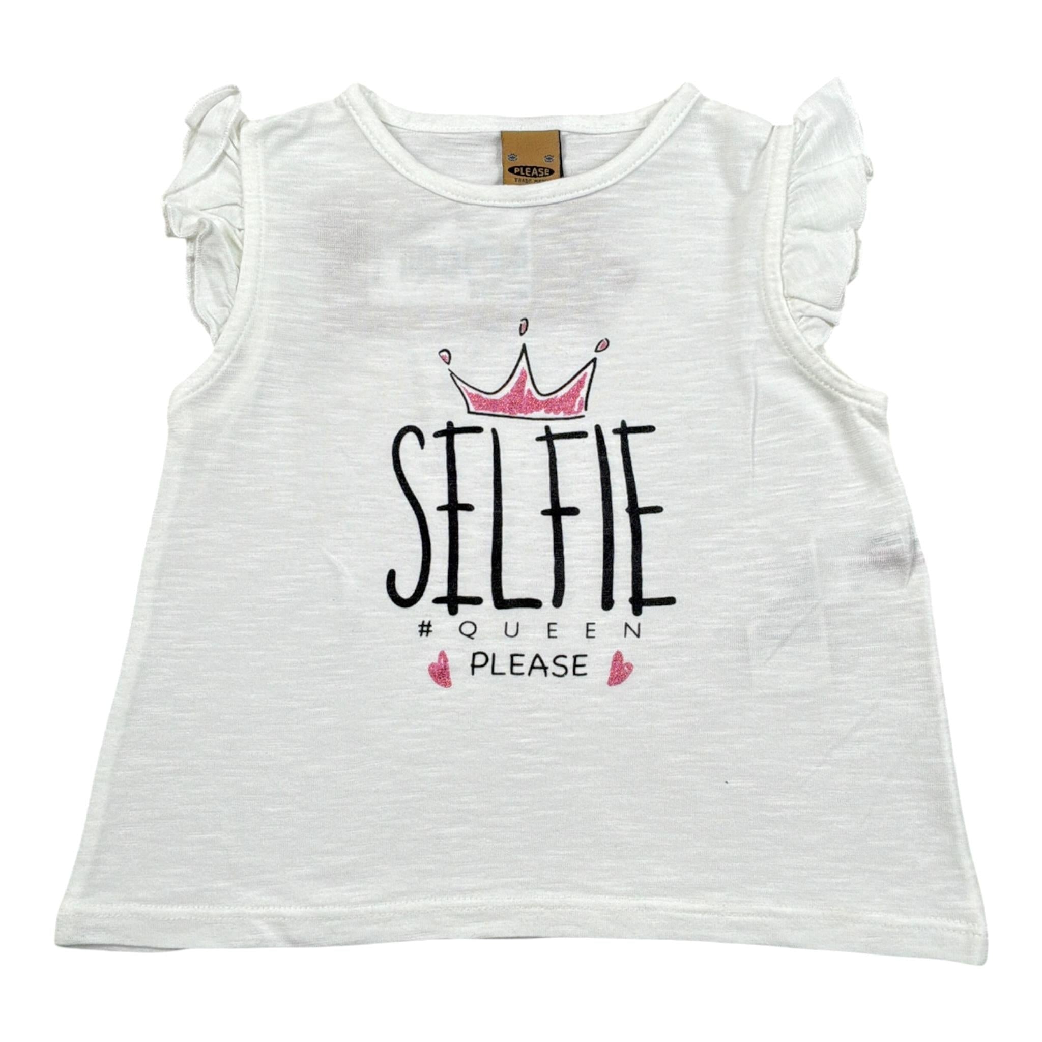 Please T-Shirt Girocollo tinta unita con Stampa Bianco per Neonata MO04030G BIANCO PLEASE 