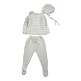 Juliana Completo 3 Pezzi Maglia-Ghettina-Cappello Panna per Neonata 25037 PANNA JULIANA 