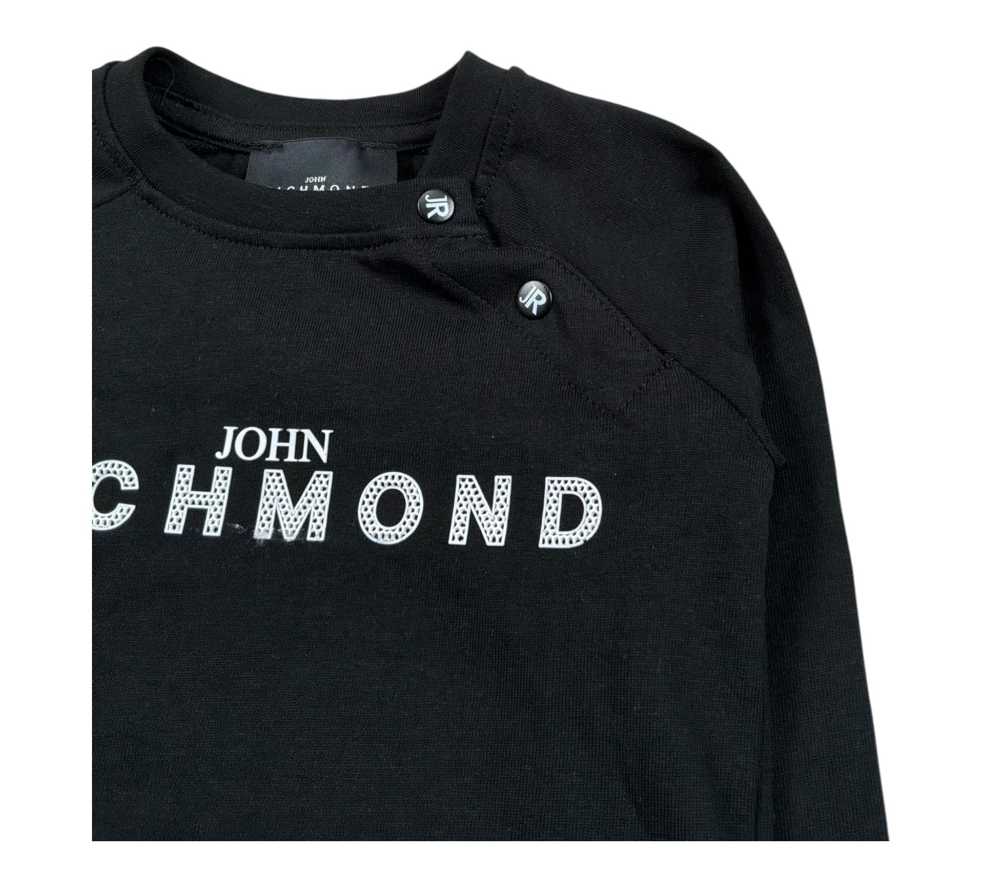 John Richmond Shirt Girocollo Tinta Unita con Logo per Neonato RIP26041TS NERO JOHN RICHMOND 