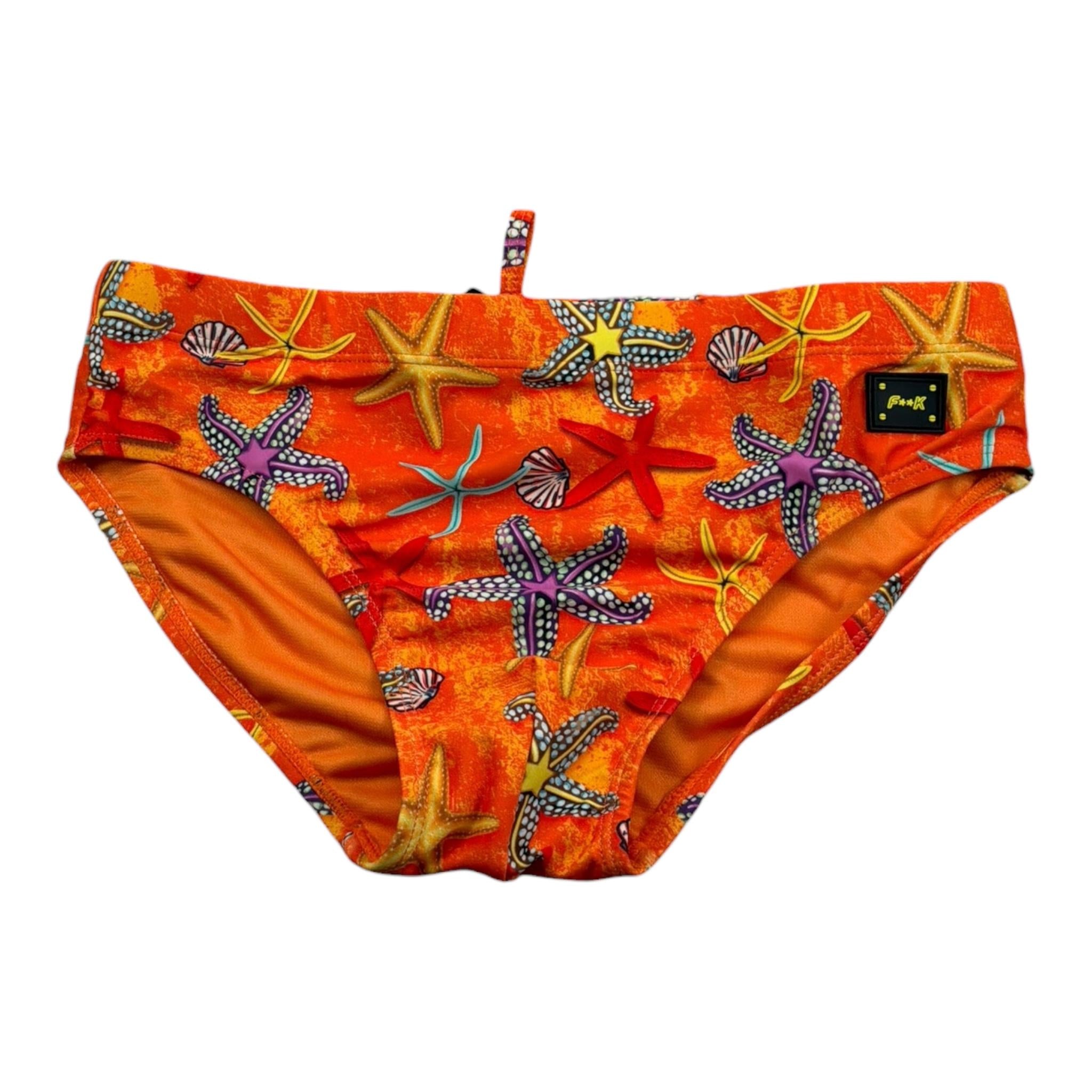 F**K Costume Modello Slip Tinta Unita con Stampa per Bambino FJ244030X04 ARANCIONE F**K 