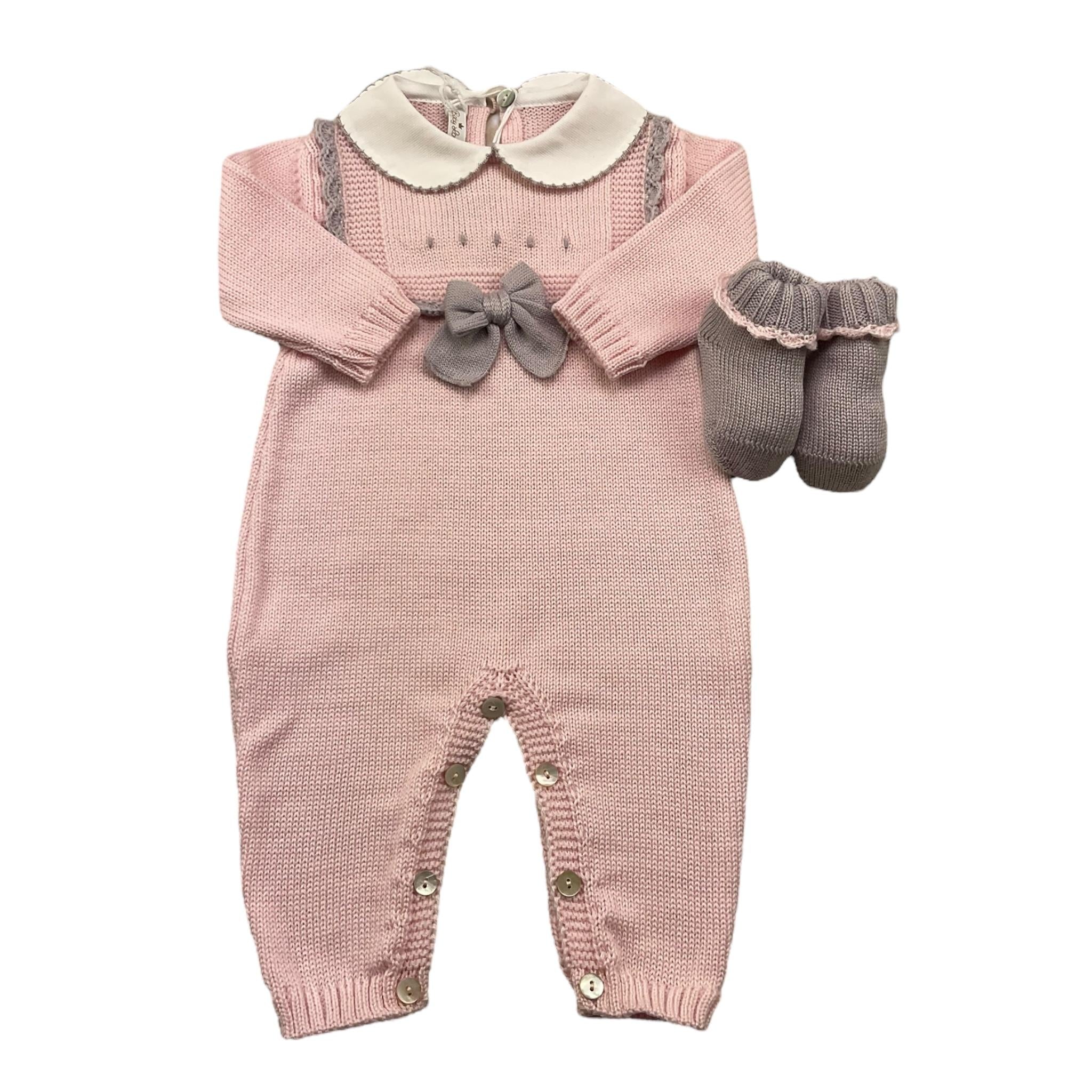 BABY LORD tutina manica lunga tinta unita con babbucce Rosa per Neonata 342 ROSA BABY LORD 