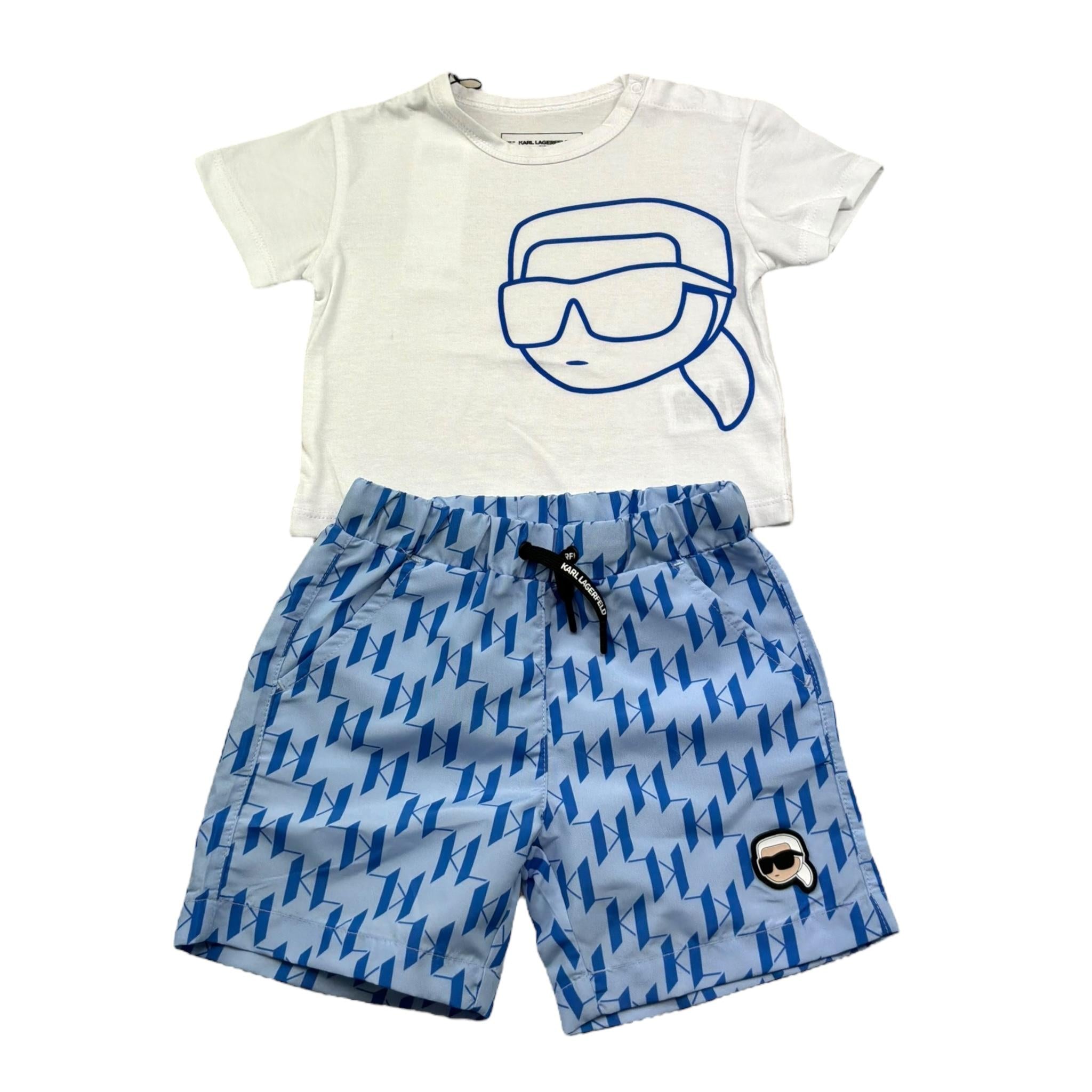 Karl Lagerfeld Completo 2 Pezzi T-Shirt-Bermuda per Neonato Z30498 BIANCO/BLU KARL LAGERFELD 