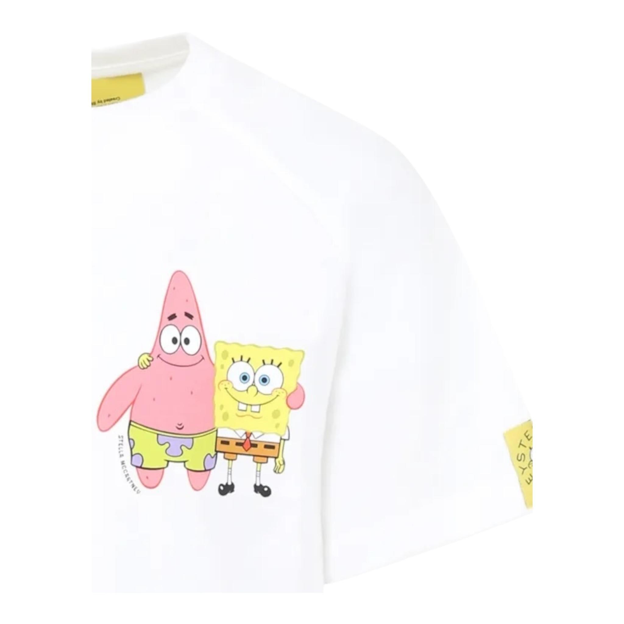 Stella Mccartney T-Shirt Girocollo Tinta Unita Stampa Spongebob per Bambina TW8D61 BIANCO STELLA McCARTNEY 