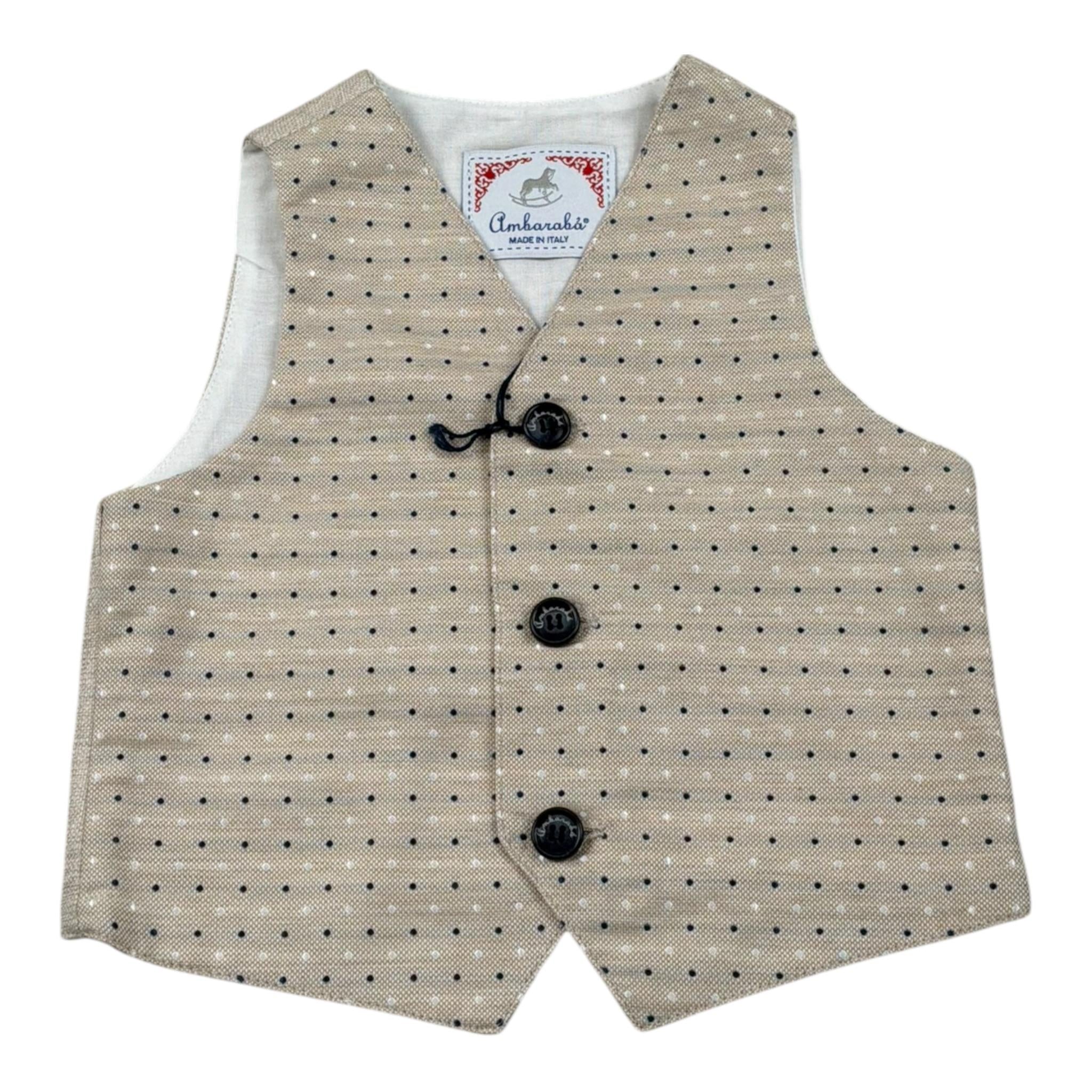 Ambaraba Gilet Tinta Unita Fantasia Pois per Neonato FM33181 BEIGE AMBARABA 