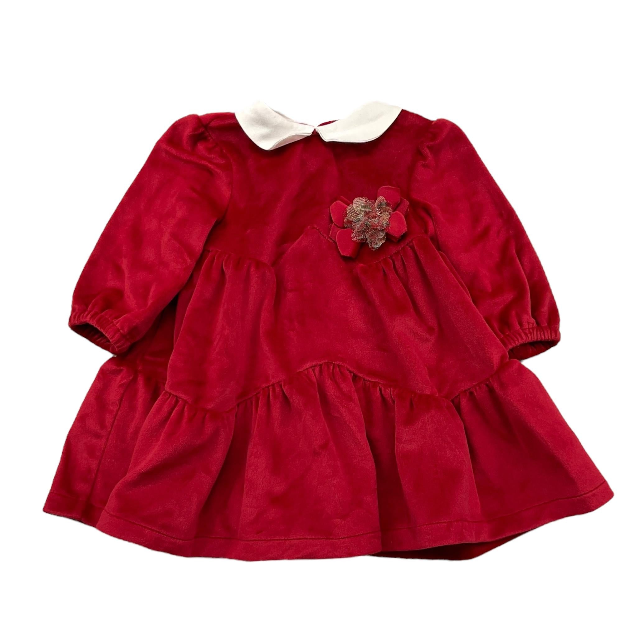 LALALU' abito manica lunga tinta unita in velluto Rosso per Neonata VTL12NX ROSSO LALALU' 