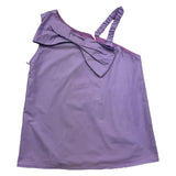 Vicolo Camicia Tinta Unita Con Fiocco Lilla Per Bambina
