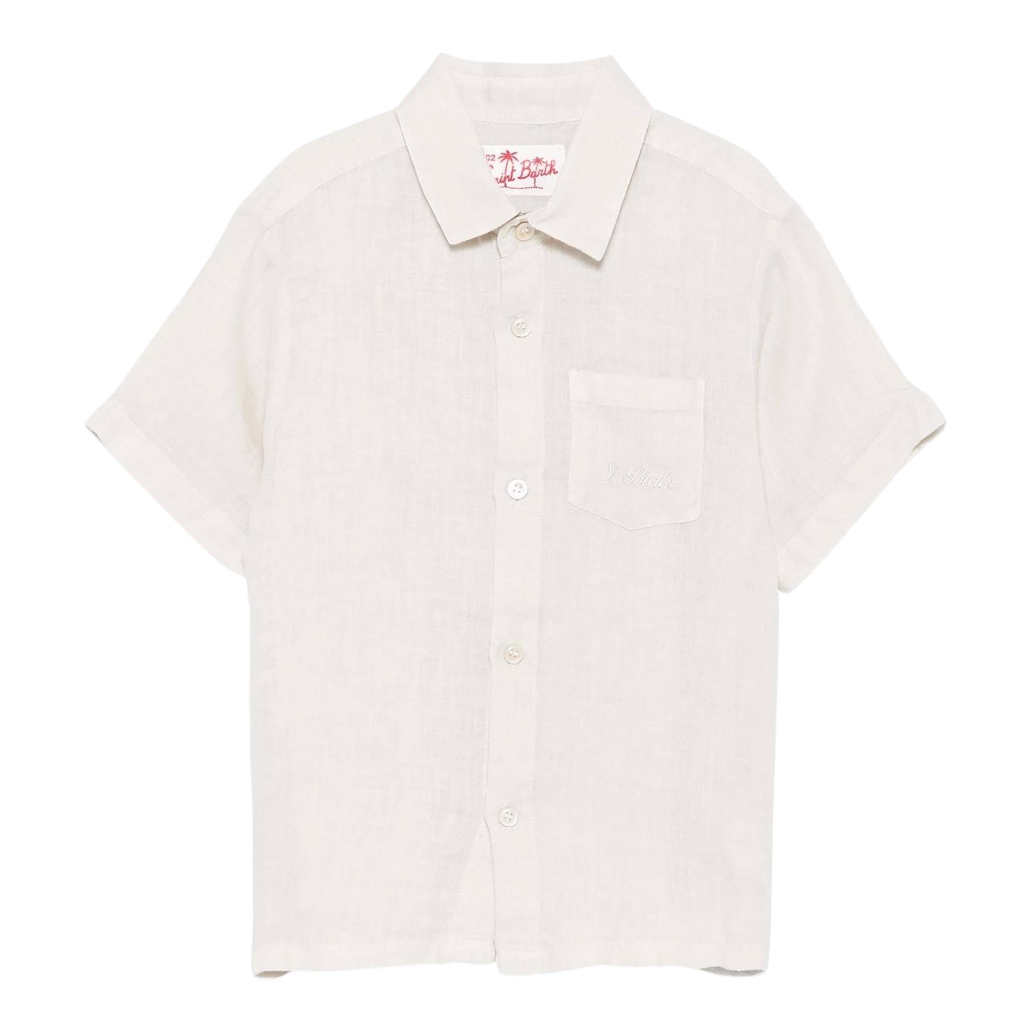 Saint Barth Camicia Mezza Manica Tinta Unita con Bottoni per Bambino SIF0001 BEIGE SAINT BARTH 
