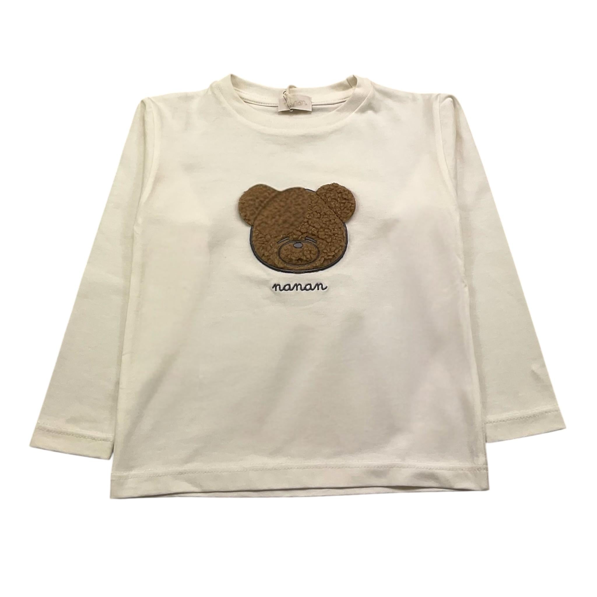 shirt girocollo tinta unita con orso I2308536P PANNA NANAN 