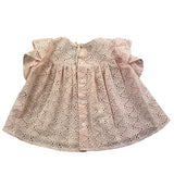 Little Bear Camicia Mezza Manica Tinta Unita Traforata Rosa Per Neonata