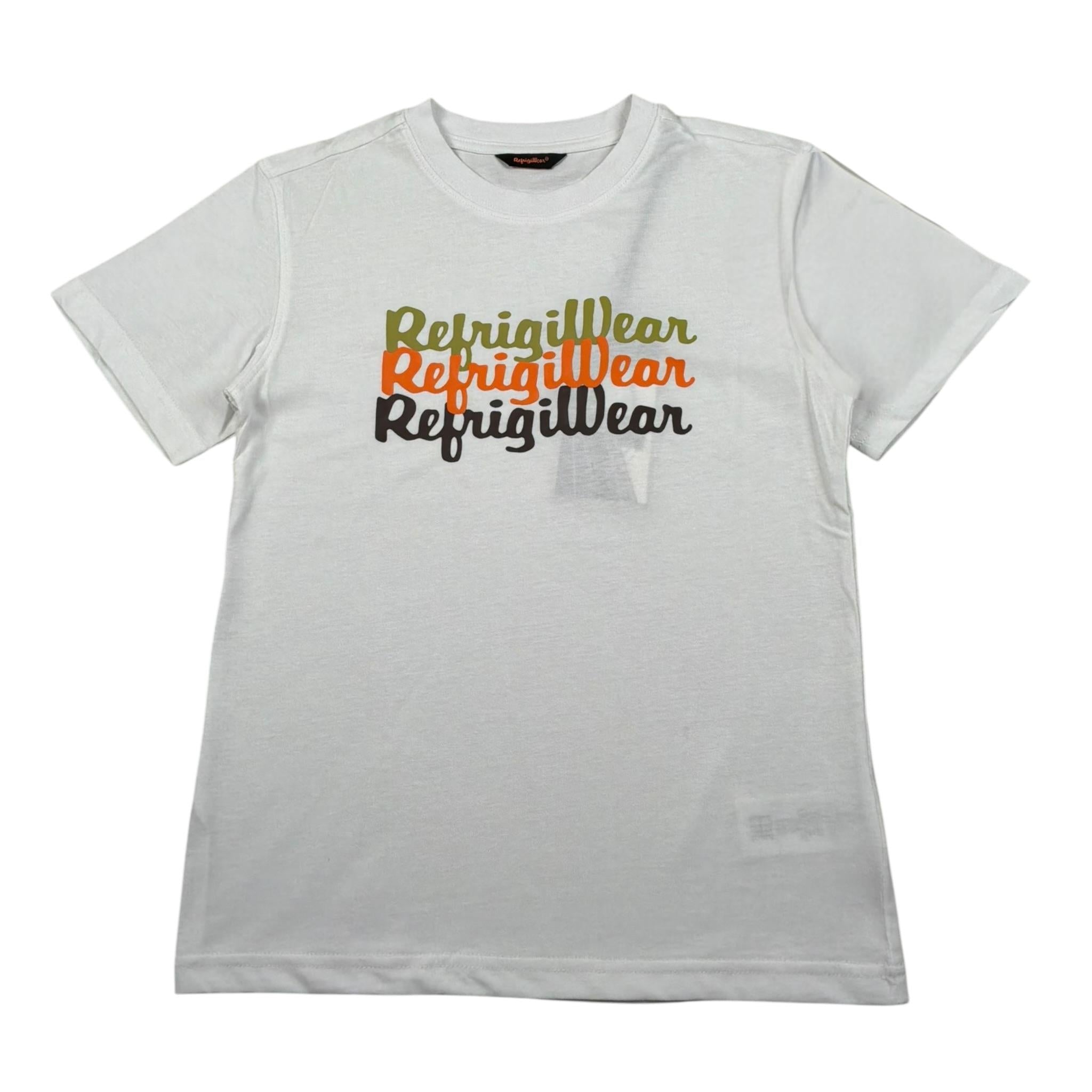 Refrigiwear T-Shirt Girocollo Tinta Unita con Stampa per Bambino 127TRMJS25 BIANCO REFRIGIWEAR 