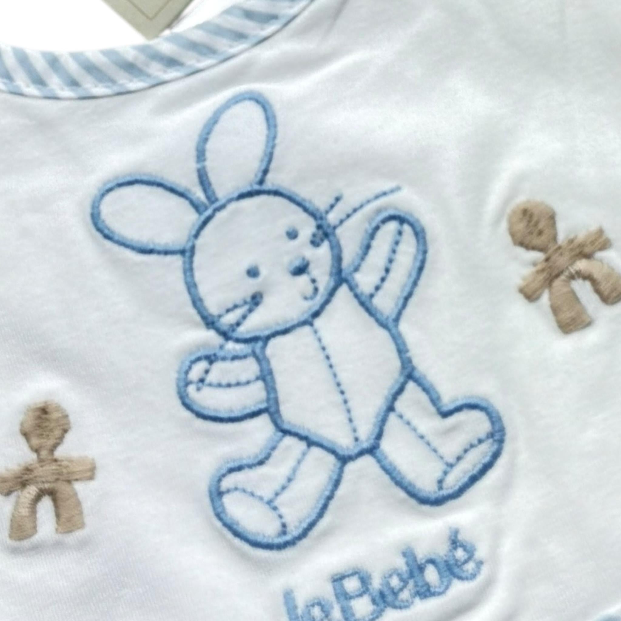 Le Bebe' Bavetta Tinta Unita con Stampa per Neonato LBB5264 BIANCO LE BEBE' 