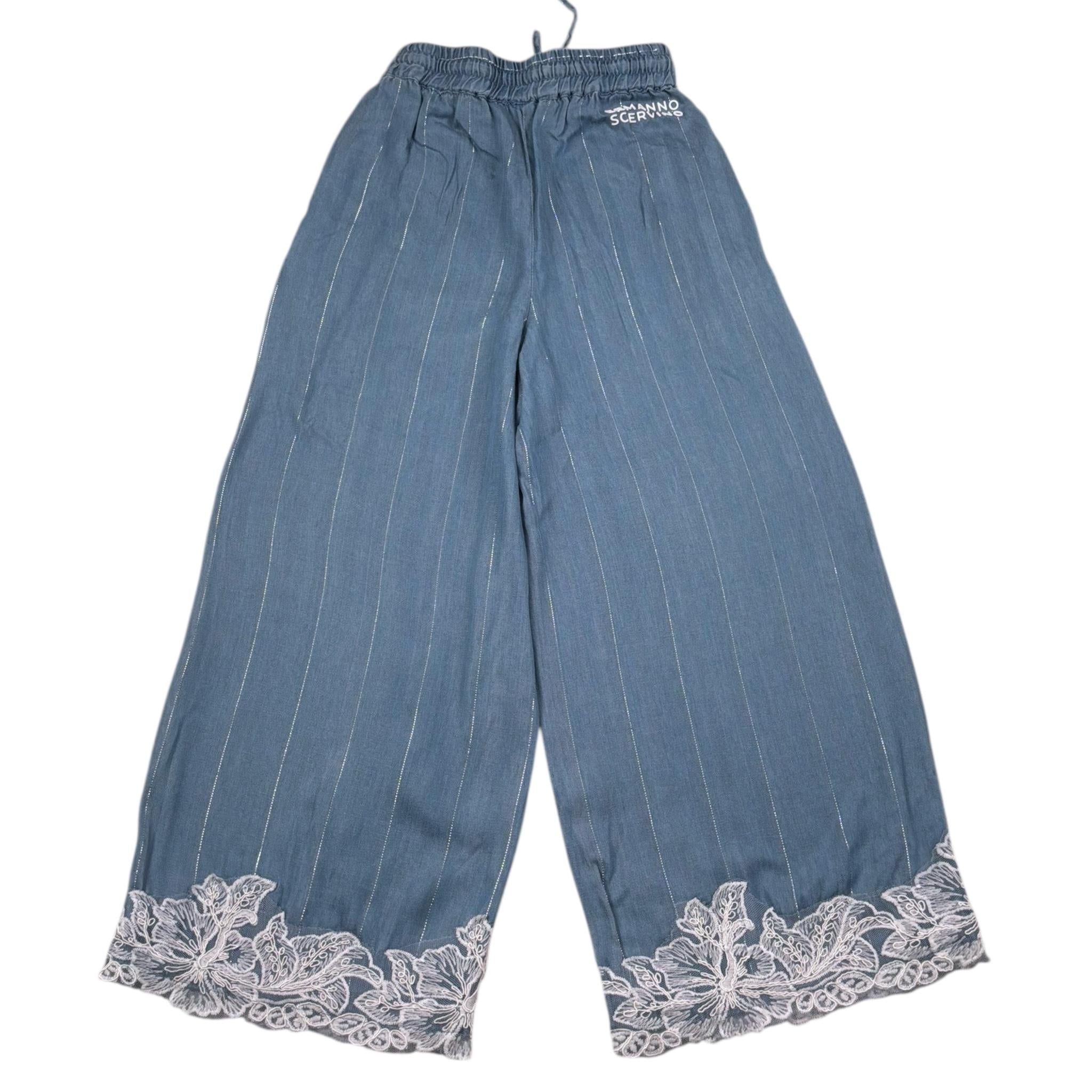 Ermanno Scervino Pantalone Tinta Unita Modello Palazzo per Bambina SFPA041 AZZURRO ERMANNO SCERVINO 