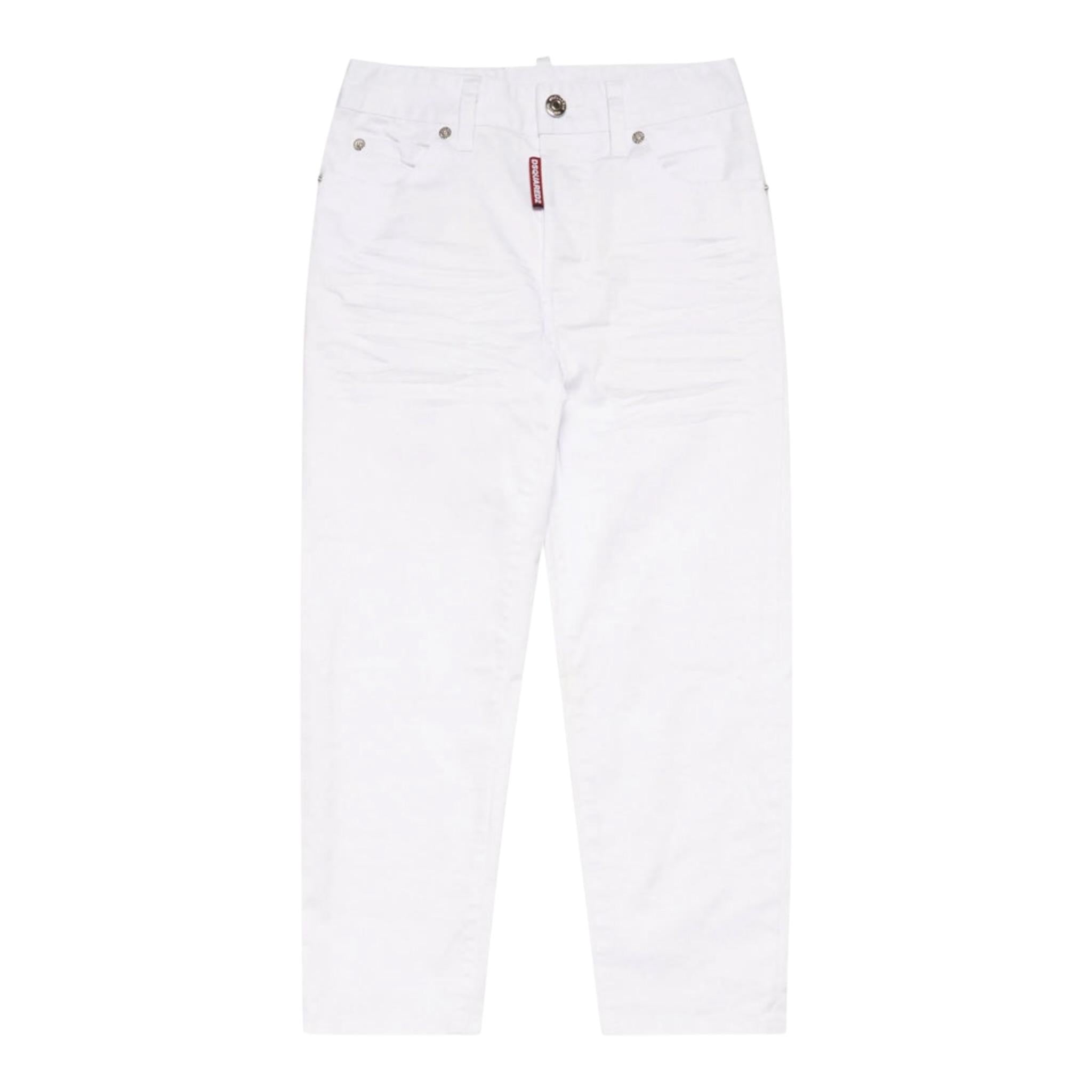 Dsquared2 Jeans Tinta Unita con 5 Tasche per Bambino DQ0501 BIANCO DSQUARED2 