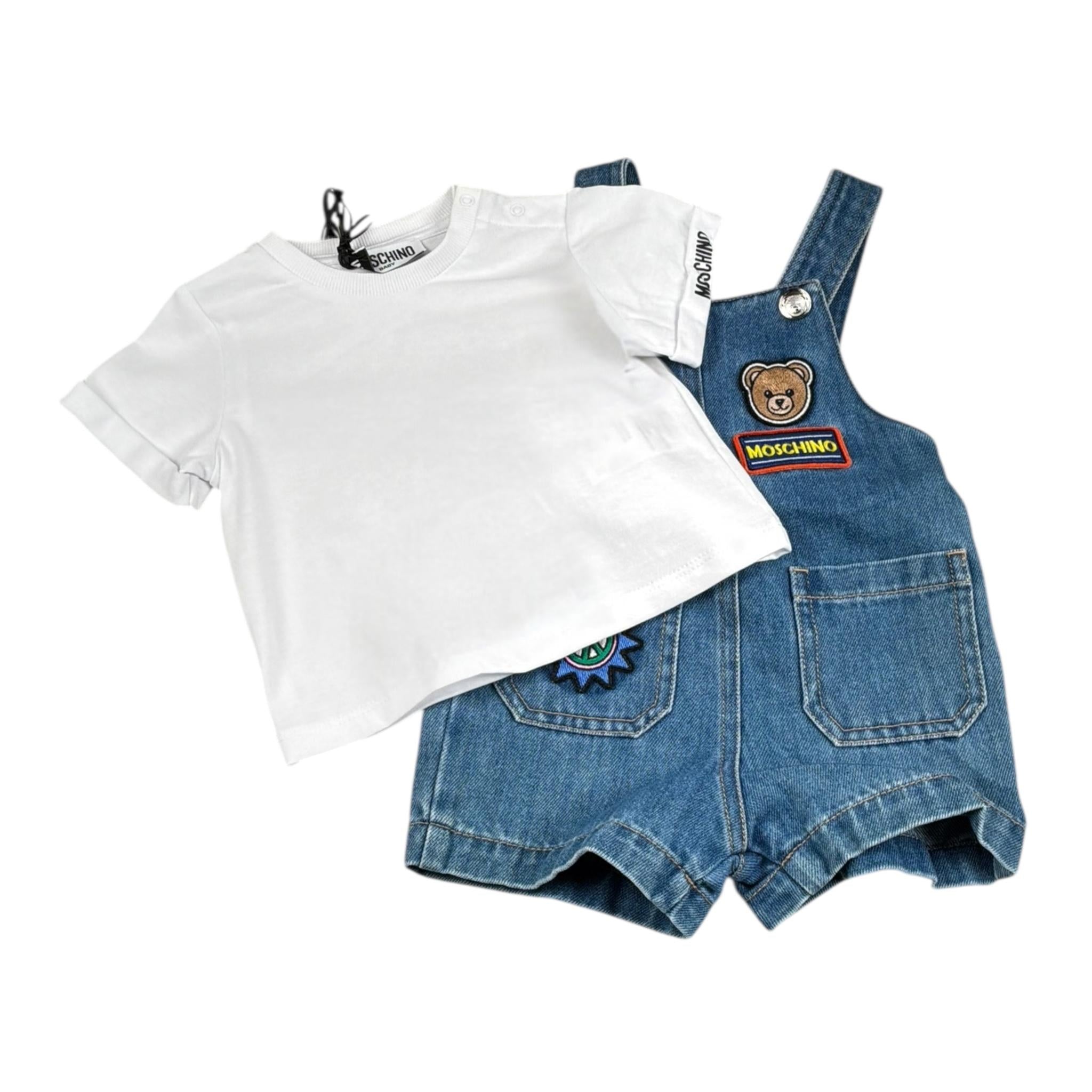 Moschino Completo 2 Pezzi T-Shirt-Salpette per Neonato MUG01R BIANCO MOSCHINO 