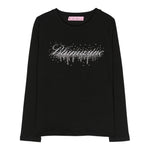 MISS BLUMARINE shirt girocollo tinta unita con con brillantini Nero per Bambina IF3191 NERO MISS BLUMARINE 