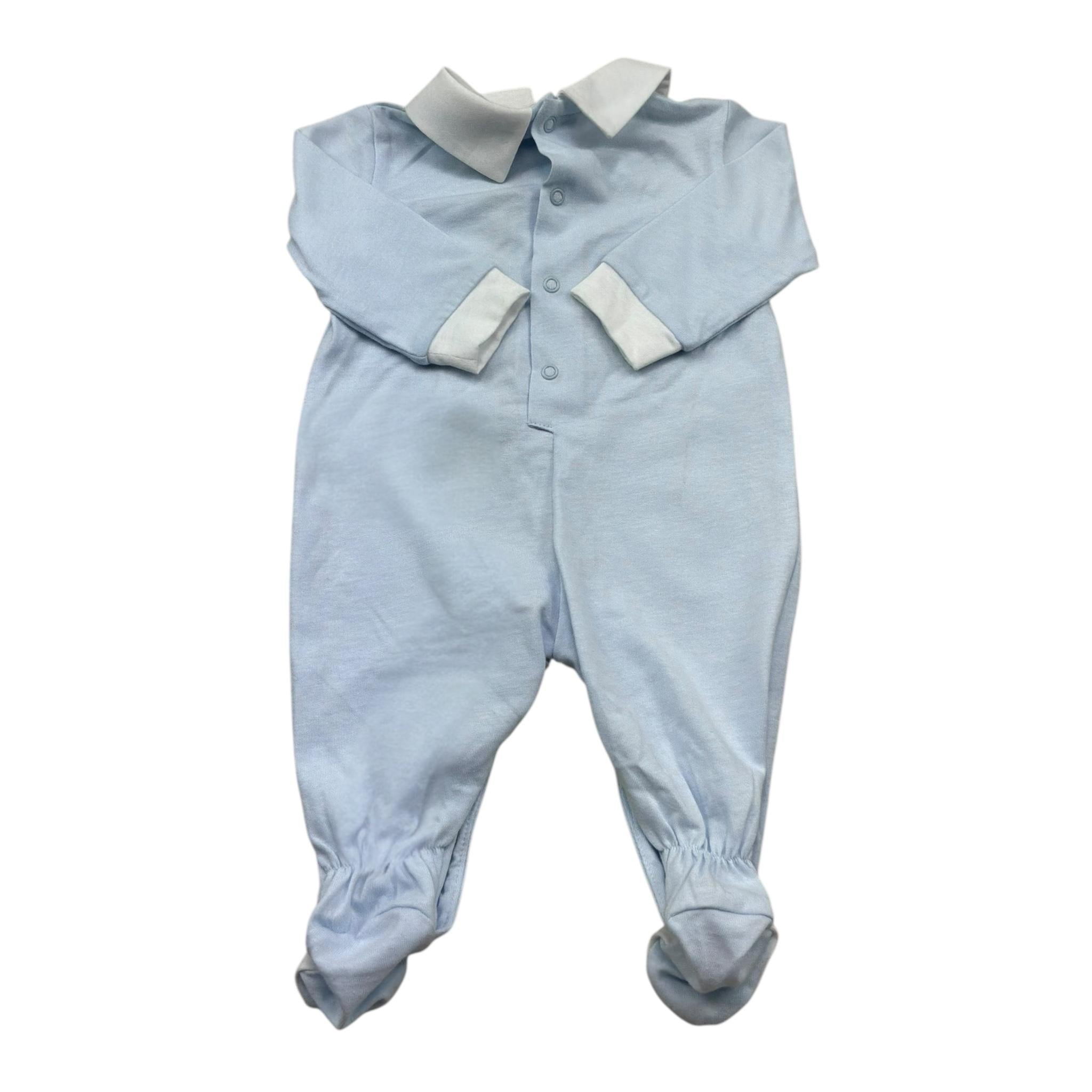 Isabel & Martinez Tutina Manica Lunga Tinta Unita con Ricamo per Neonato IM25N509 AZZURRO ISABEL & MARTINEZ 