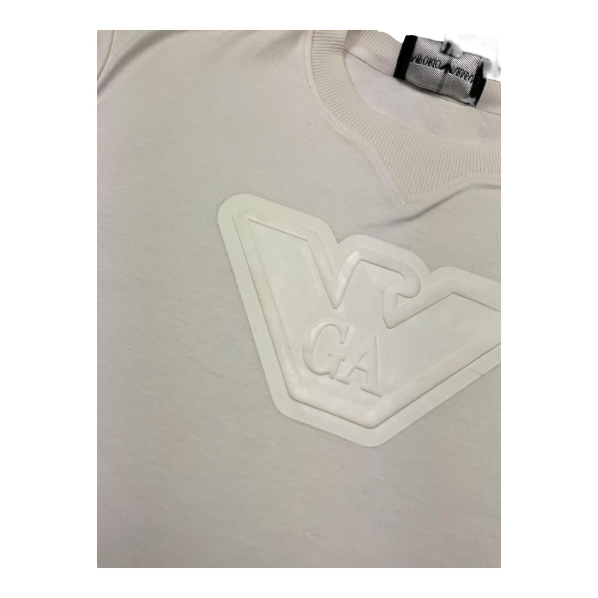 Emporio Armani T-Shirt Girocollo Tinta Unita con Logo per Bambino EB000170 PANNA EMPORIO ARMANI 
